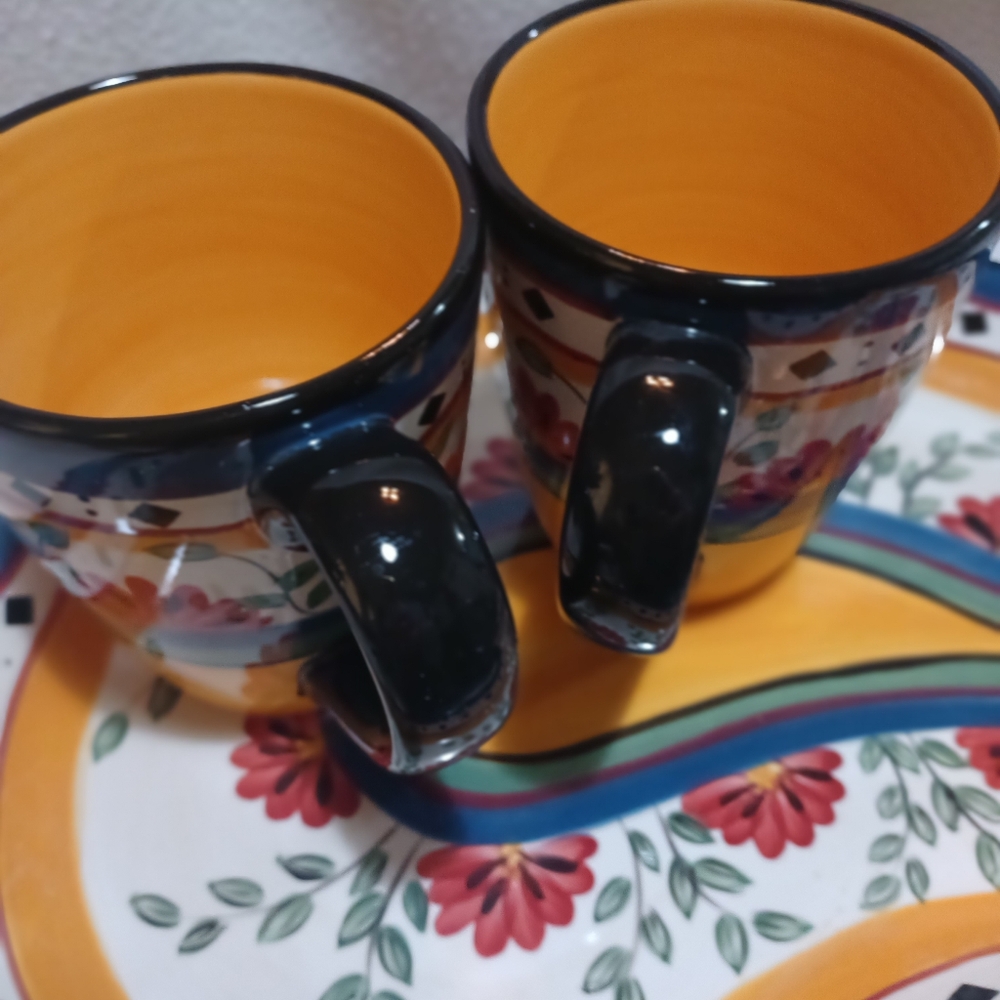 Paisley Shaped Platter w/ 2 Coffee Mugs Plus One Bowl - Picture 6 of 14